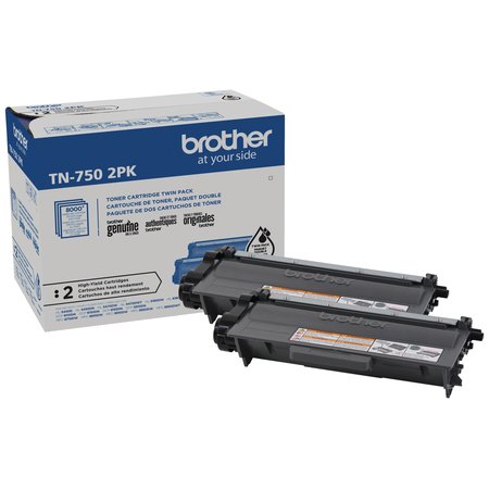 BROTHER High-Yield Toner, 8,000 Page-Yield, Black, PK2, 2PK TN7502PK